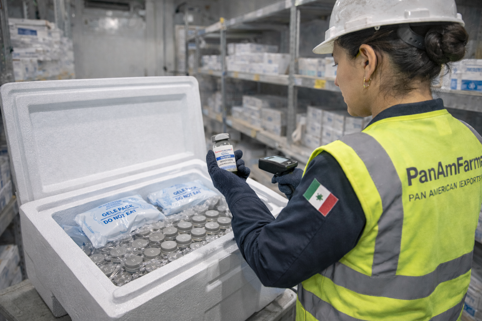 PanAmFarma cold-chain packing and pharmaceutical inventory handling