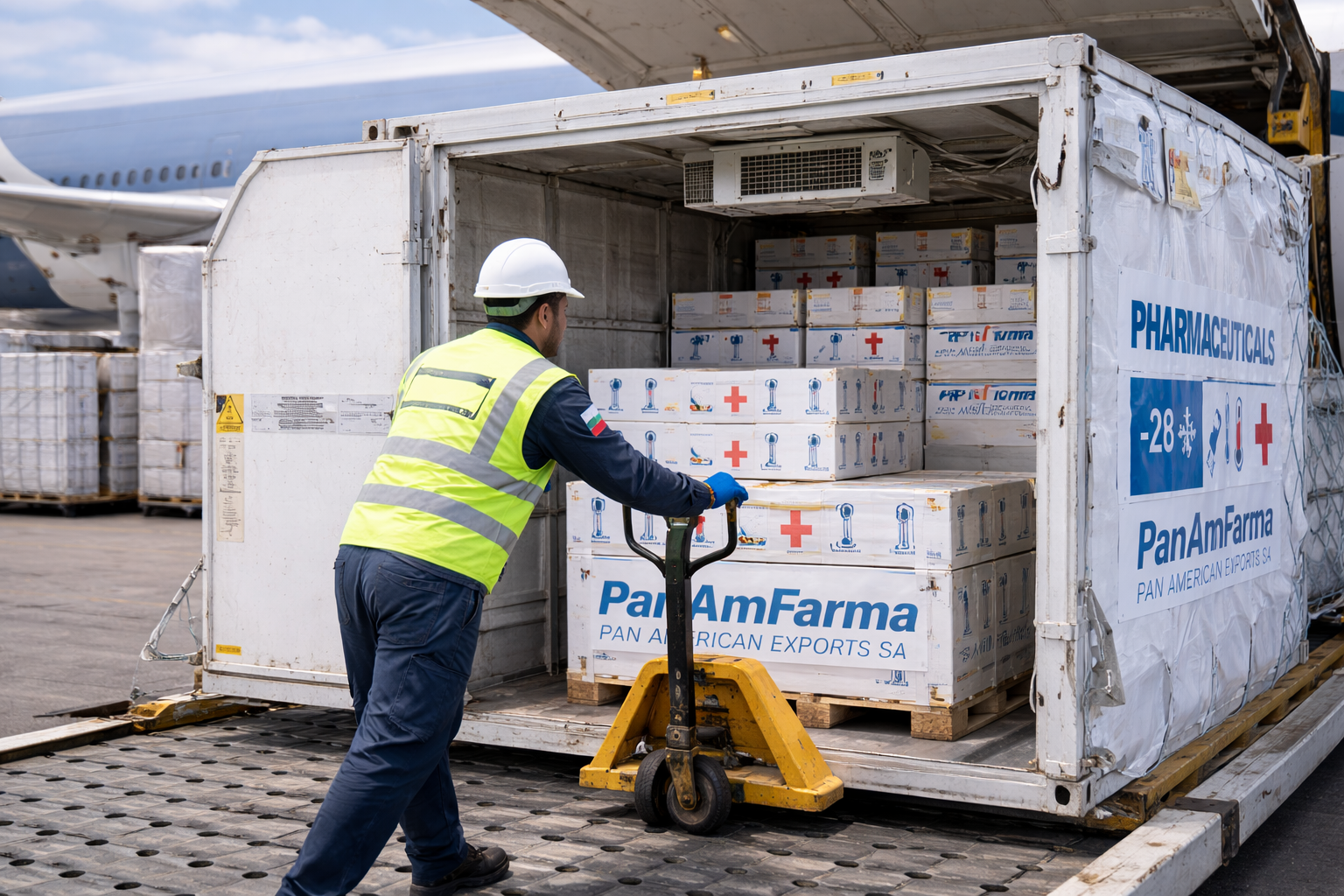 Pharmaceutical air cargo cold-temperature container loading